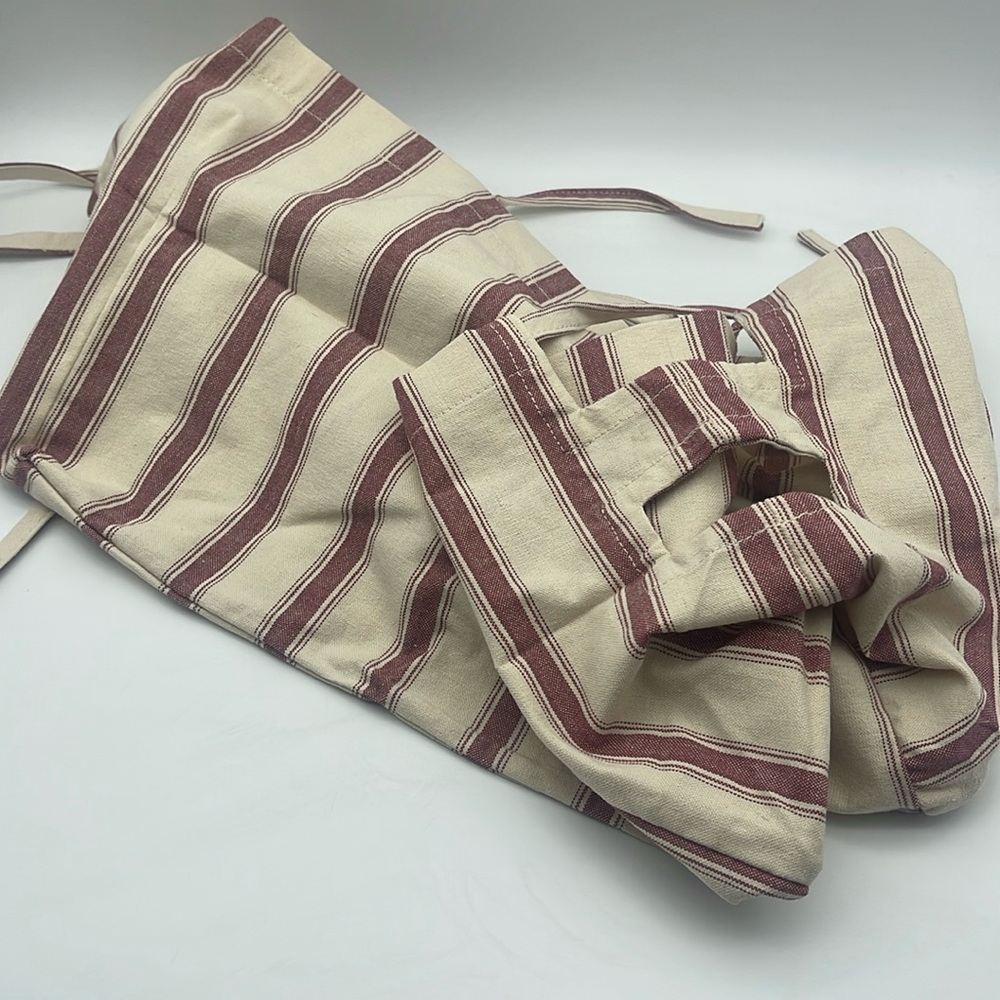 Pottery Barn PB Utility Basket Liner Medium Lidded Red Stripe Cotton
